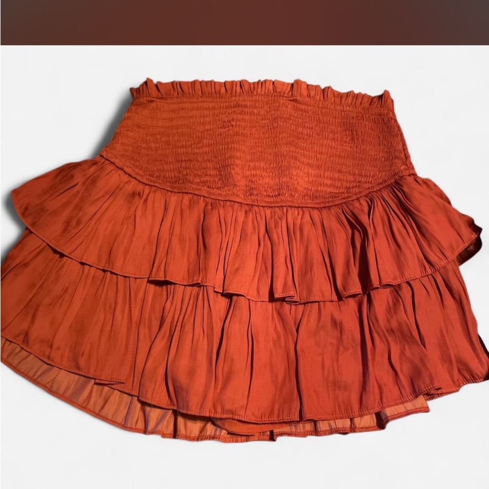 Tiered Ruffle Mini Skort in Burnt Orange